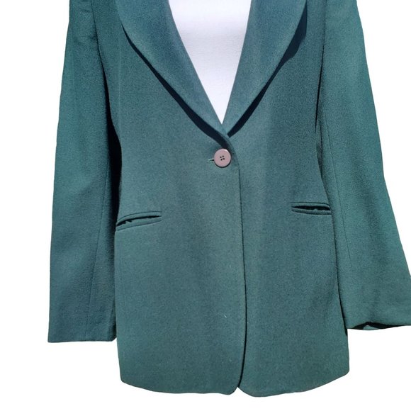 Vintage Jones New York Forest Green Wool Blazer Size 6 - Picture 3 of 10